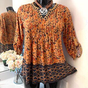 Women Top, S, VINTAGE AMERICA Boho Tunic, Bohemian Top Blouse Shirt, cotton